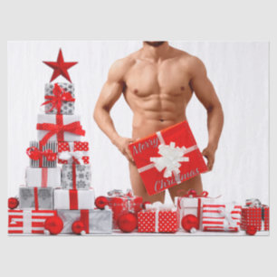 Papel De Seda Feliz Natal SlipperyJoe presente vermelho branco p
