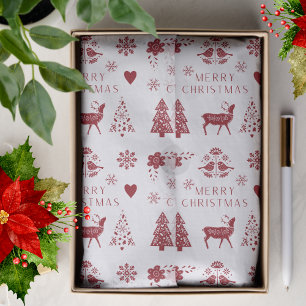 Papel De Seda Feliz Natal Vermelho e Branco