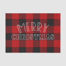Feliz Natal Vermelho Preto Xadrez Búfalo