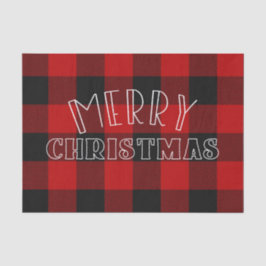 Papel De Seda Feliz Natal Vermelho Preto Xadrez Búfalo