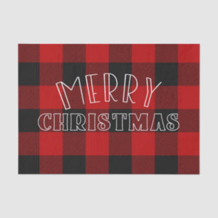 Papel De Seda Feliz Natal Vermelho Preto Xadrez Búfalo