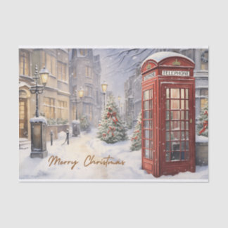 Papel De Seda Feliz Natal Vintage Telephone Booth