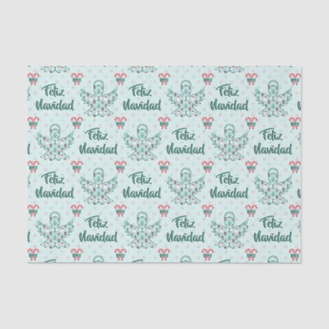 Papel De Seda Feliz Navidad Angel Cutout (Frente )