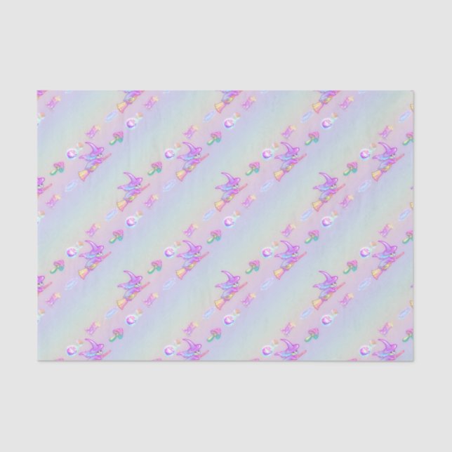 Papel De Seda Feliz padrão de feiticeiro brilhante Pastel Rainbo (Frente )