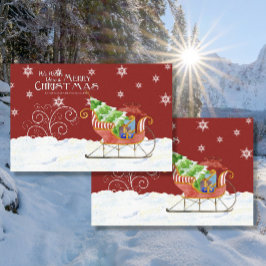 Papel De Seda Feliz Papai noel de Natal Sleigh Gifts Snowflakes 