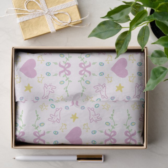 Papel De Seda Feliz Páscoa Saudação Fofa (Presente)