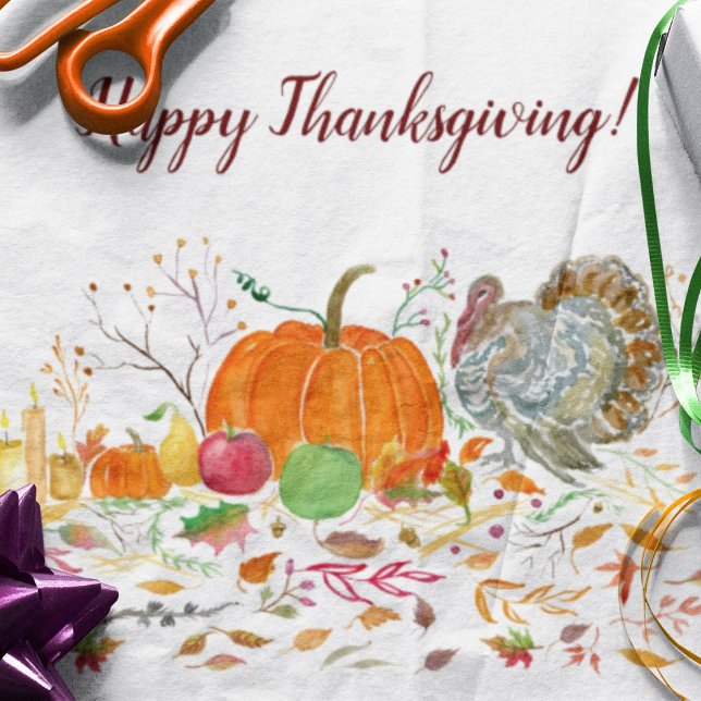 Papel De Seda Feliz Pumpkin De Ação De Graças Com A Turquia (Criador carregado)