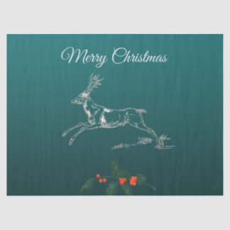 Papel De Seda Feliz Reindeer de Natal e Mistletoe