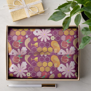Papel De Seda Feliz Rosh Hashanah Jewish Ano Novo Padrão Floral