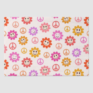 Papel De Seda Feliz Sorriso Flores com sinais de paz