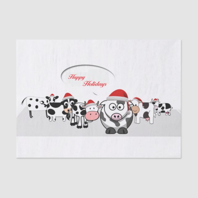 Papel De Seda Felizes Férias das Vacas Frescas Festas de Natal (Frente )