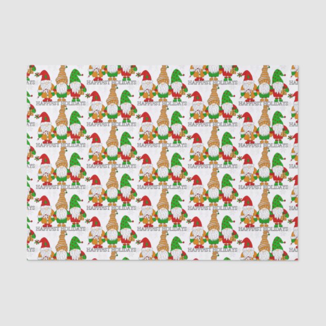 Papel De Seda Felizes Festas de Natal Gnomos Festivos (Frente )