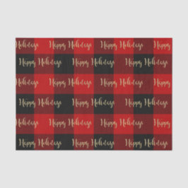 Papel De Seda Felizes Festas Padrão Xadrez Vermelho Preto Búfalo