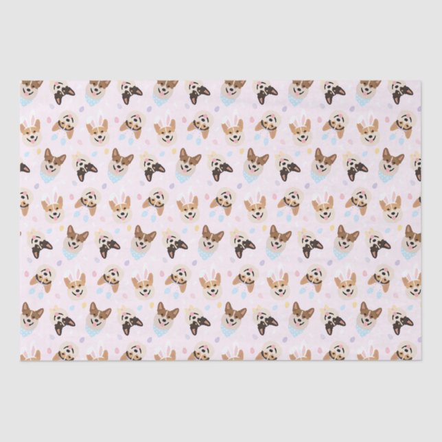 Papel De Seda Felz pascoa Pembroke Welsh Corgi (Frente )