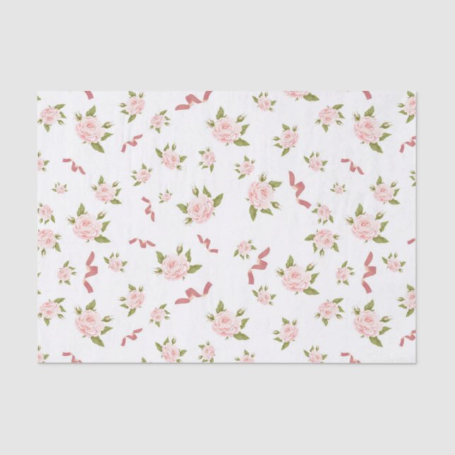 Papel De Seda Feminina Coquette Aestética Floral Rosa Frisada (Frente )