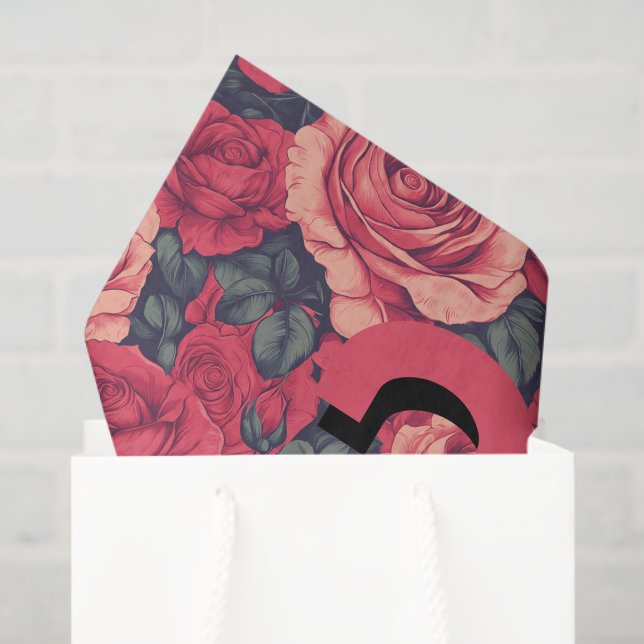 Papel De Seda Feminine Rose Floral 90Th Birthday (Sacola de presentes)