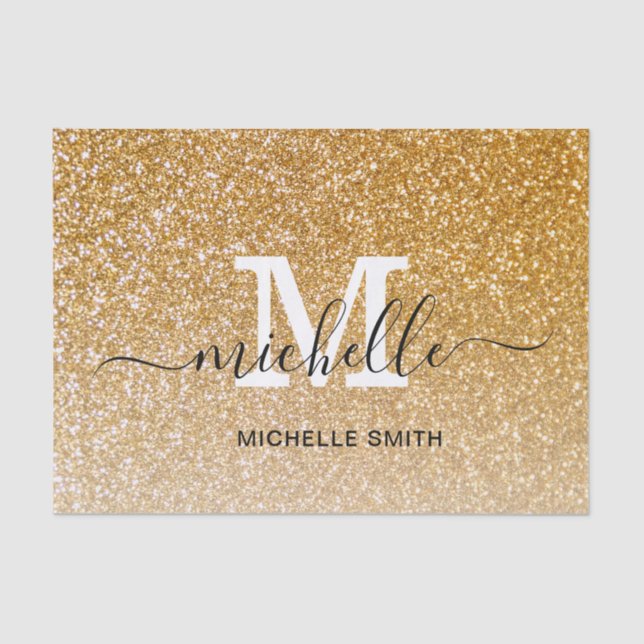 Papel De Seda Feminino Chique Feminino Monograma Letra Monograma (Frente )