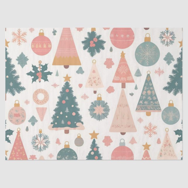 Papel De Seda Feriado da Árvore de Natal Pastel (Frente )