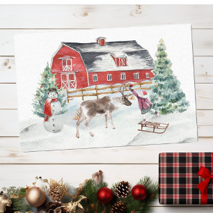 Papel De Seda Feriado de inverno Barn Reindeer no Natal