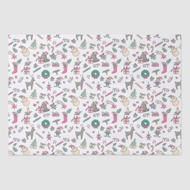 Papel De Seda Feriado de Mão Bonita Desenhou o Natal (Frente )