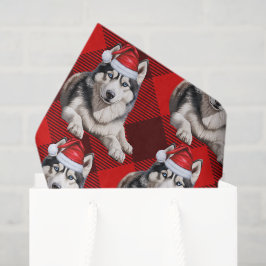 Papel De Seda Feriado de Natal do Cão Xadrez de Buffalo Vermelho