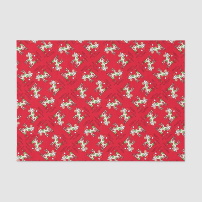 Papel De Seda Feriado de Natal do Cartoon Engraçado de Vaca (Frente )