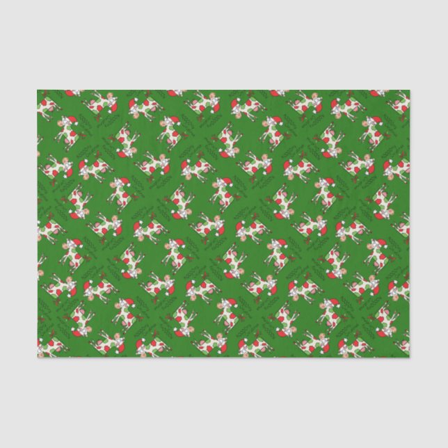 Papel De Seda Feriado de Natal do Cartoon Engraçado de Vaca (Frente )