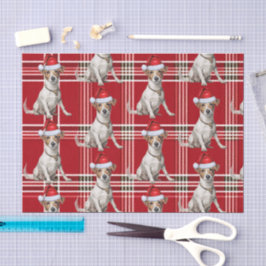 Papel De Seda Feriado de Natal do Red Xadrez Jack Russell