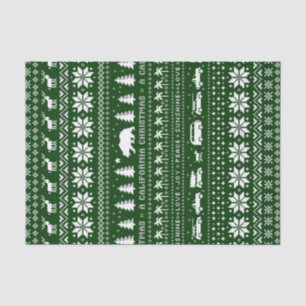 Papel De Seda Feriado de Natal na Califórnia, verde e branco