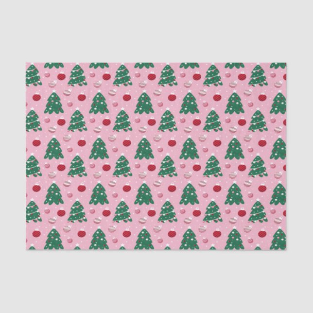 Papel De Seda Feriado de Natal Pink Sweet Greenery (Frente )