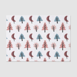 Papel De Seda Feriado de Padrão da árvore de Natal do Pastel Bon