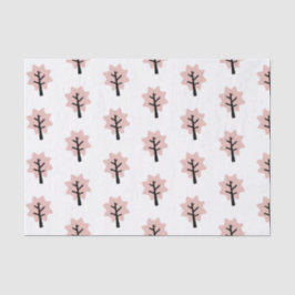 Papel De Seda Feriado de Padrão de Árvore Rosa Simples Pastel