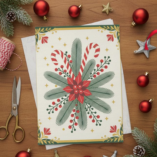 Papel De Seda Feriado de Poinsettia de Natal e Cane (Criador carregado)