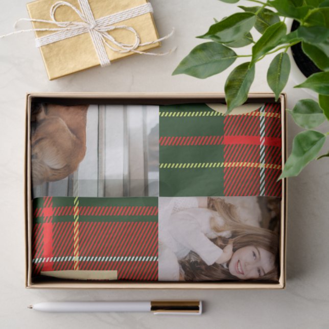 Papel De Seda Feriado de Xadrez de Noel Natal Clássico (Presente)