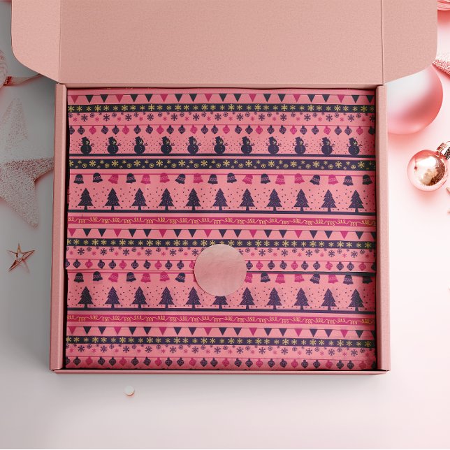 Papel De Seda Feriado Festivo Rosa e Púrpura Cheque (Criador carregado)