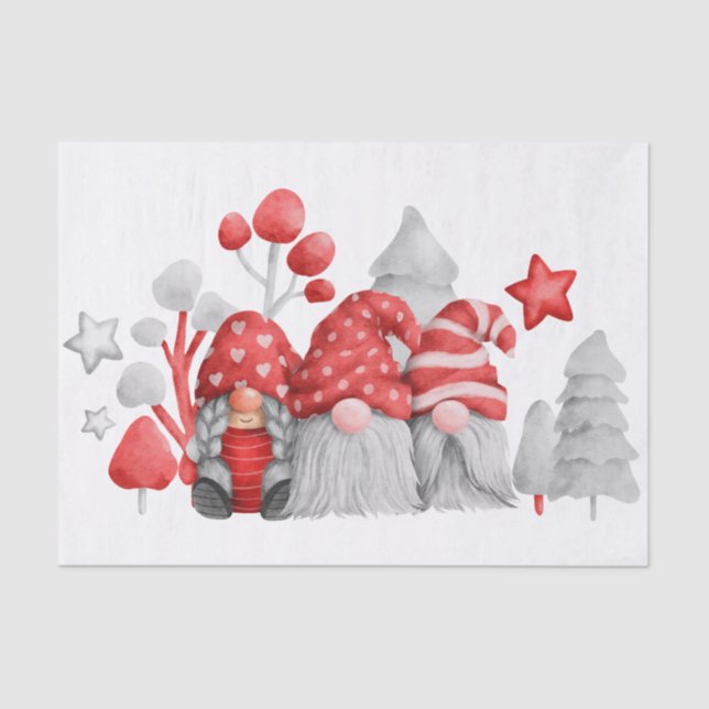 Papel De Seda Feriado Natal Gnomos Festivos (Frente )