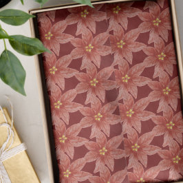 Papel De Seda Feriado Natal - Poinsettia Vermelha Floral