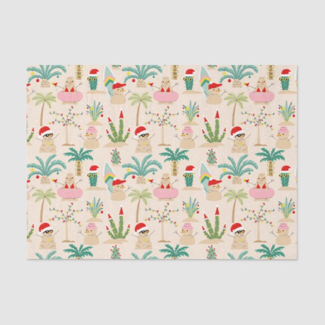 Papel De Seda Feriado Tropical Vibes Padrão de Natal (Frente )