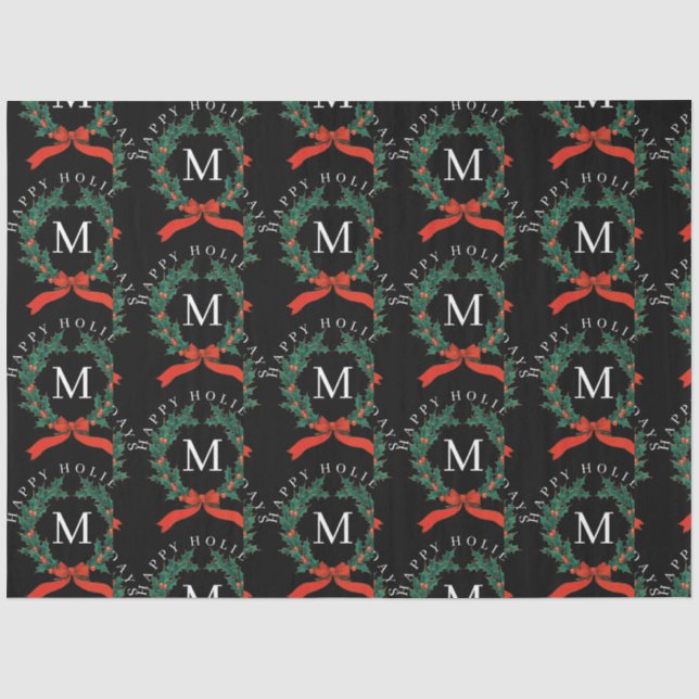 Papel De Seda Feriados Felizes Personalizados, Terra do Monogram (Frente )