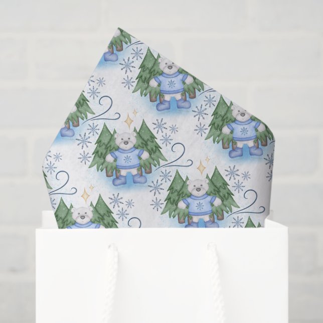 Papel De Seda Férias de Natal dos Ursos Polares Festivos (Sacola de presentes)