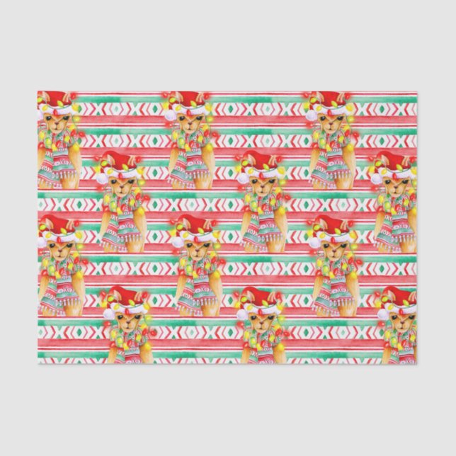 Papel De Seda Férias de Natal Llama: (Frente )