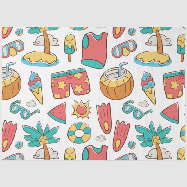 Papel De Seda férias de verão engraçado padrão (Frente )