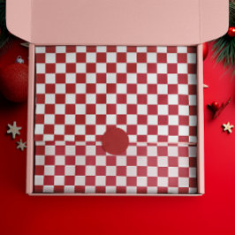 Papel De Seda Férias de Xadrez Retro Vermelho e Branco