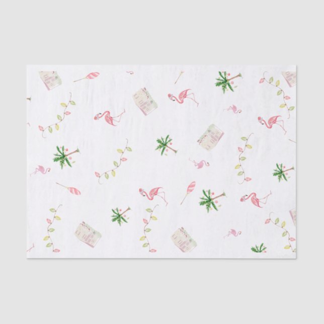 Papel De Seda Férias Flamingo de Natal Costeiro Decorativo (Frente )