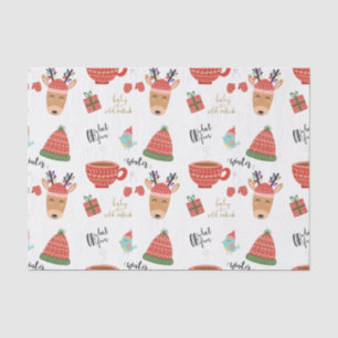 Papel De Seda Férias Frias de Inverno Natal Rústico Kraft País