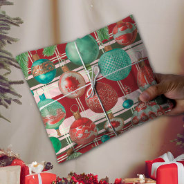 Papel De Seda Férias Tradicionais de Xadrez Vermelho e Verde