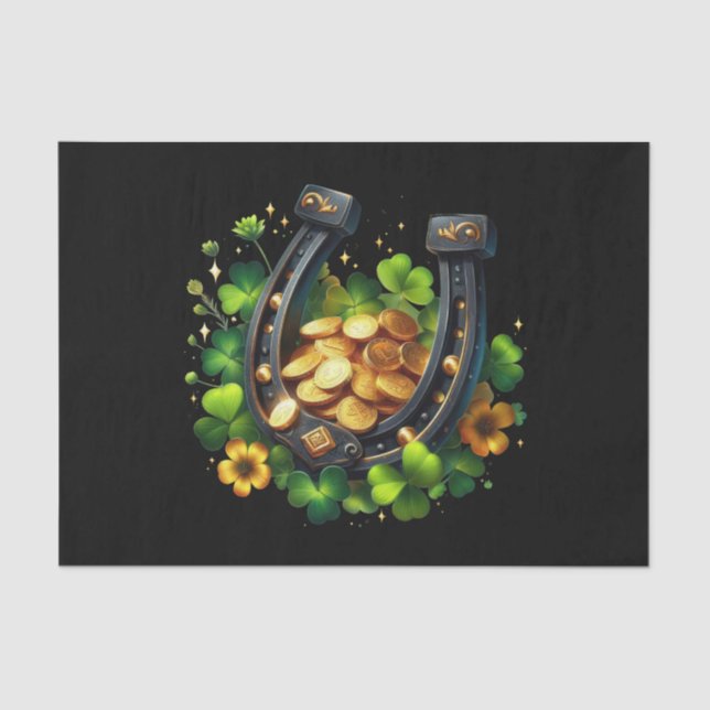 Papel De Seda Ferradura de sorte e moedas Douradas (Frente )