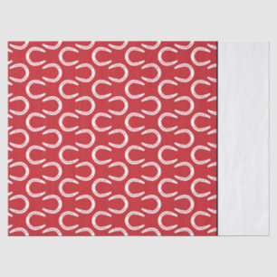 Papel De Seda Ferraduras Eu Adoro Cavalos Eterno Vermelho Branco