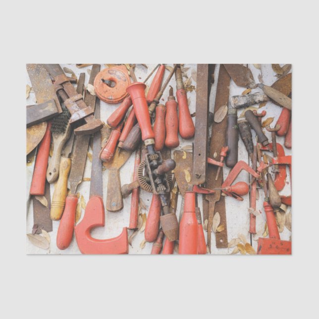 Papel De Seda Ferramenta Antiguamente Rustic Red Man (Frente )