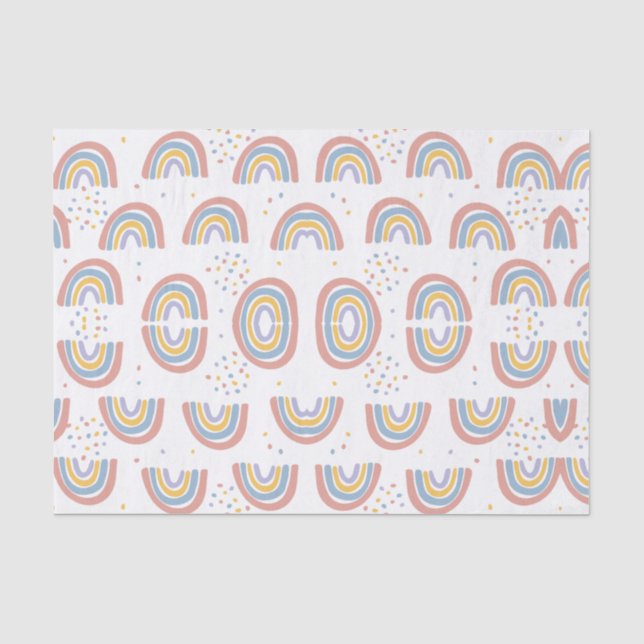 Papel De Seda Festa Boho Arco-íris Pastel (Frente )